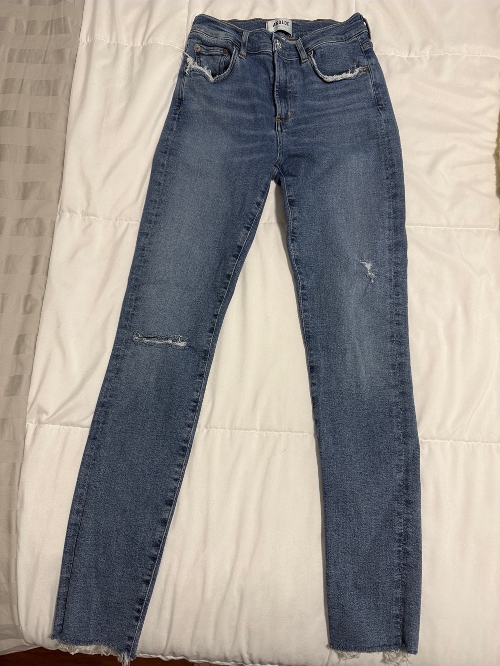 AGOLDE - Sophie High-Rise Distressed Skinny Jeans - Blue